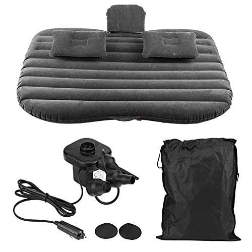 Car Inflatable Air bed, Car Inflatable Multifunctional Folding Bed Inflatable Car Air Mattress 2 Person Inflatable Mattress with Electric Air Pump 2 Inflatable Pillows for Travel Camping, Flocked PVC