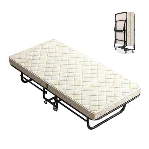 WXQZHF Folding bed Portable Folding Bed with 14cm Thick Mattress 400kg Load Capacity Sleeping Cot for Adult for Travel Beach Patio Home Office with 360° Universal Wheels(190 * 80 * 49cm)