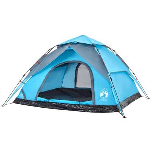 vidaXL Camping Tent Dome - 5-Person, Waterproof, Quick Release, Detachable Rainfly, Blue, 250x250x155 cm