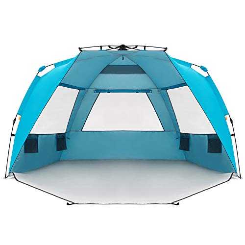 Easthills Outdoors Instant Shader Enhanced Pop Up Beach Tent Instant Sun Shelter with UPF 50+ UV Protection Double Silver Coating for Kids & Family Pacific Blue