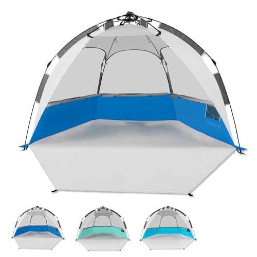 Mansader Pop Up Beach Tent for 5-6 Person, Pop Up Tent with UPF 50+ UV Protection, Waterproof Beach Tent Lightweight Easy Setup Dark Blue