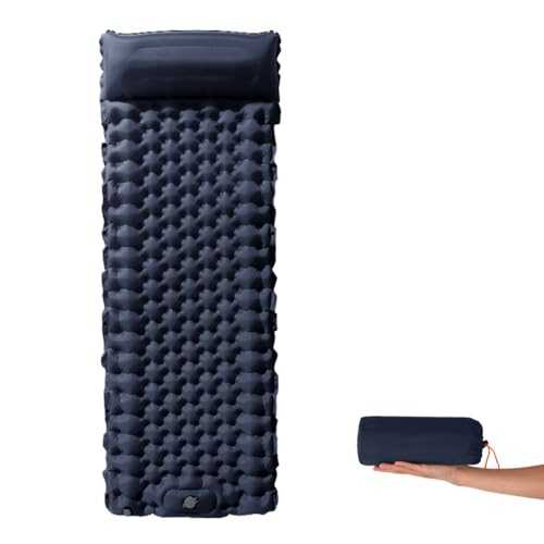 Sleeping Pads for Camping, Camping Mattress with Built-in Foot Pump,Single/double Air Sleeping Mat with Pillow for Backpacking Hiking Tent Traveling,Navy Blue,Single