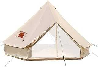 Waterproof Bell Tent with 2 Doors And Zipped in Groundsheet 4 Season Cotton Breathable Family Luxury Glamping Tent,5M