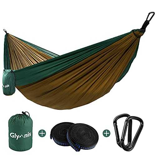 Glymnis Camping Hammock for 2 Person Nylon Lightweight Portable Double Hammock with Straps for Camping Backpacking Beach Garden