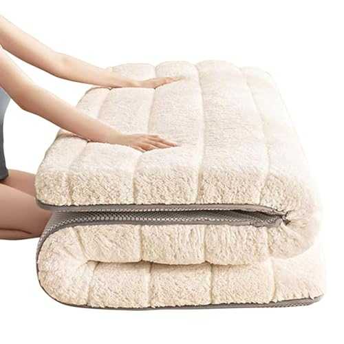 AWMYEZOU Skin Friendly Japanese Floor Mattress Futon Mattress, Guest Bed Mattress Reversible and Foldable Mattress, Roll Up Mattress Sleeping Tatami Mat Camping Mattress (Color : WHITE, Size :