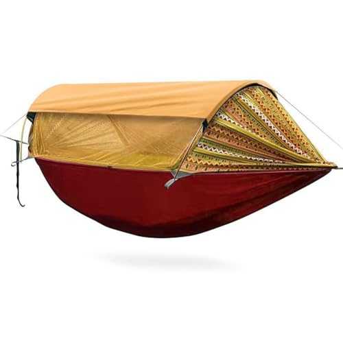 LISHAOHU Camping Hammock,hammock With Mosquito Net,Thickened And Widened, Outdoor Shade, Anti-mosquito Fine Mesh Yarn, Suitable For Double Camping Mosquito Net Hammock(Bohemian Yellow)