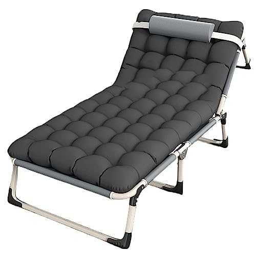 GXXINGIN Portable Folding Bed，Camping Cots,Portable Camping Cot, Adjustable 4-Position Sleeping Bed for Adults with Pillow & Cotton Pad,Lightweight Folding Reclining Chairs,Perfect for Ourdoor Campin