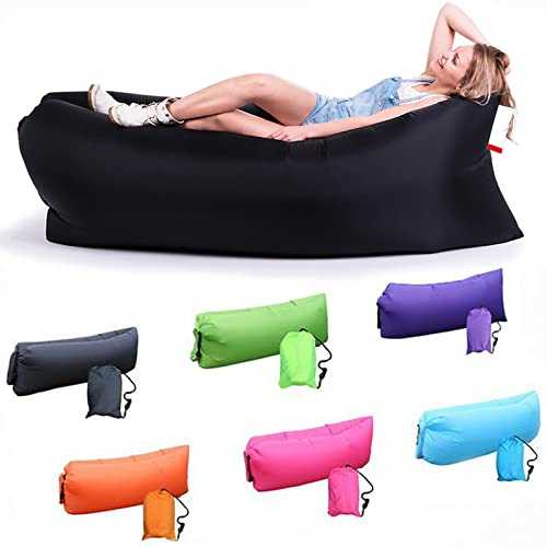 DERJLY Inflatable Lounger Air Sofa: Outdoor Camping Chair Waterproof Anti Air Leaking - Portable Lazy Sofa Bring Storage Bag and Side Pockets