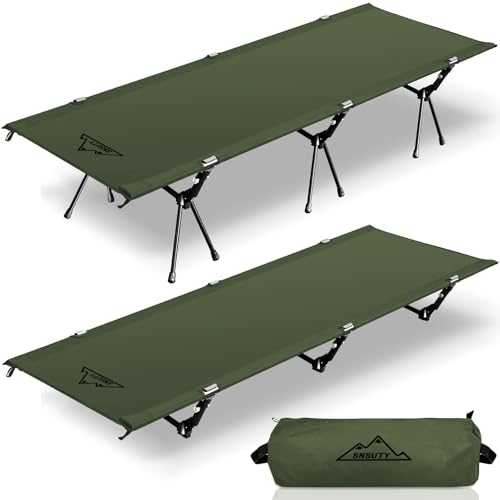 SUSNTY Camping cots for Adults,Ultralight Camping Cot with Leg Extenders,Portable Folding Camping cot,Backpacking Compact Tent Cot for Outdoor Camping, Hiking(Green)