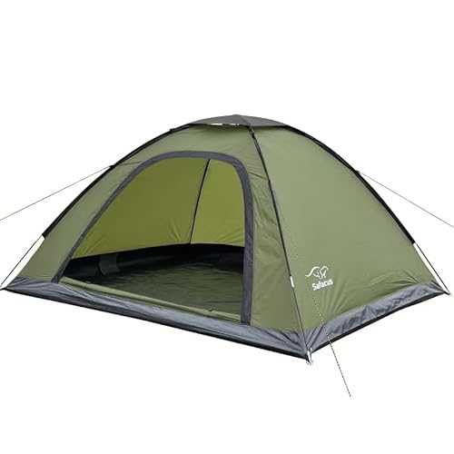 SAFACUS Camping Tent for 4 People, Lightweight, Sturdy, Waterproof 4 Man Dome Tent - Ventilation System, Mosquito Protection