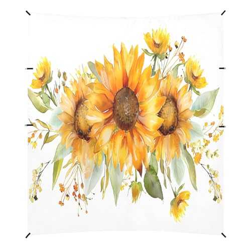 Camping Sun Shelters Stunning Watercolor Sunflower Beach Canopy 126 * 110.2in