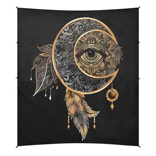 Camping Sun Shelters Golden All Seeing Eye Feather Decoration Beach Canopy 126 * 110.2in