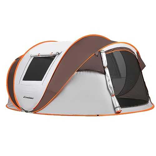 EchoSmile Camping Instant Tent, 2 to 8 Person , Water Resistant Dome Pop Up Tent, Easy Setup for Camping Hiking and Outdoor, Portable with Carry Bag, for 4 Seasons, White&Brown