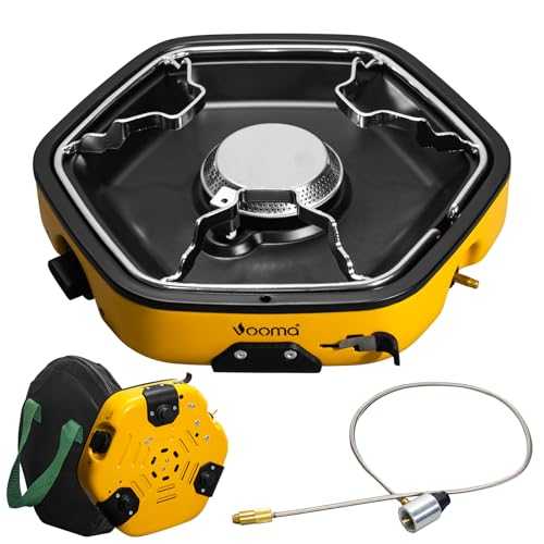 QSMYUYE Camping Stove Gas Portable with 8500 BTU Adjustable Burners & Piezo Ignition, Gas Stove Camping for Camping, BBQ, Emergency Cooking