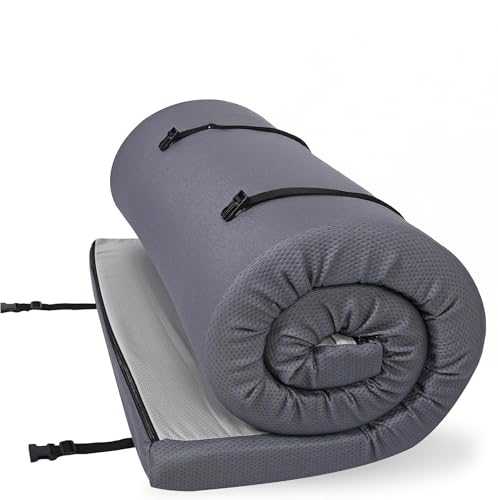 3" x 54" x 80" Memory Foam Roll-Up Camping Mattress, CertiPUR-US Certified Foam, Quilted Soft Cover, Made in USA, Portable and Comfortable