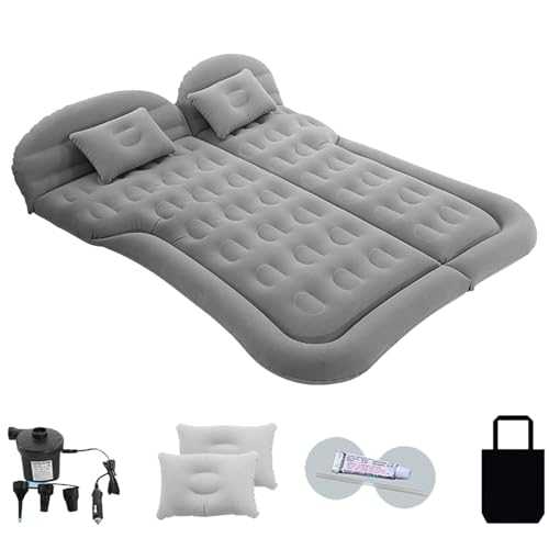 WHLYQF Car Air Mattress for Volvo XC90 2. Gen, Camping Sleeping Air Bed with Adjustable Back Seat 6 Independent Airbags Flocking PVC,C/Grey