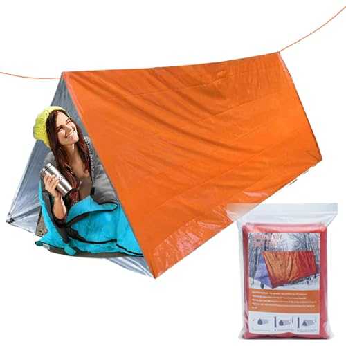 Survival Tents and Shelters - Two-Person Camping Tent for Outdoor | Windproof Waterproof Heat Insulated Multi-Purpose Emergency for Hiking Mountaineering Outdoor Activities