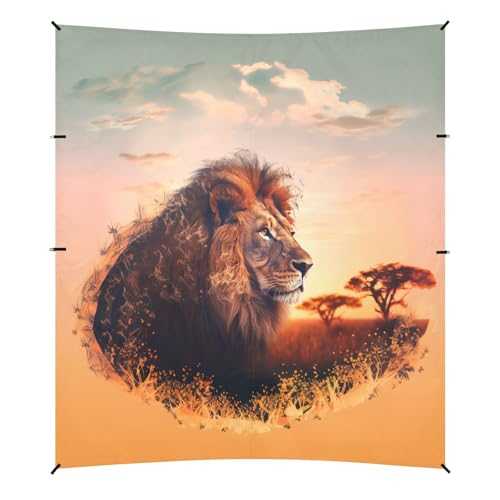 Camping Sun Shelters Lion Staring Far Beach Canopy 126 * 110.2in