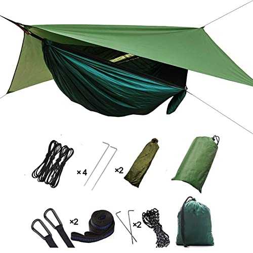 HJUGHPN Hammocks 2 In 1 Lightweight Portable Outdoor Camping Hammock Hammock Tent With Waterproof Canopy Awning Netting Set