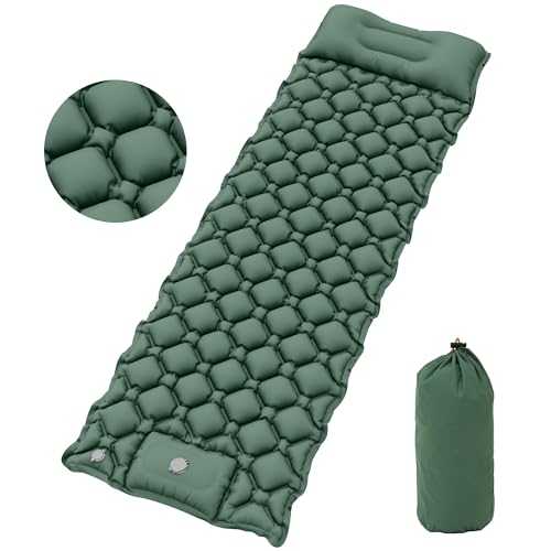 YITAHOME Camping Mat, Ultralight Self Inflating Sleeping Mat with Built-in Pump & Bag, Large Pillow, Portable Camping Mattress Inflatable Waterproof for Outdoor, Camping, Hiking (Spring Green)
