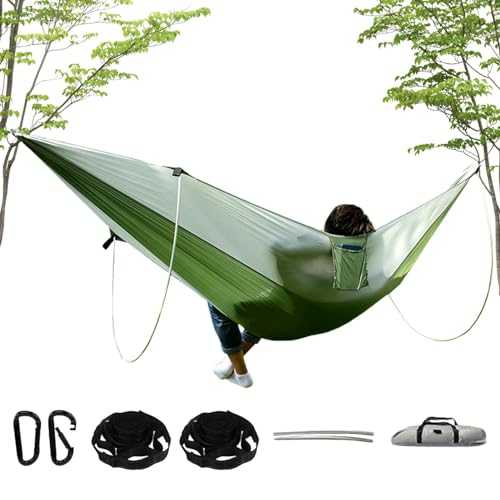 Portable Hammock - Outdoor Hiking Hammock - Portable Camp Hammock, Outdoor Hammock with Two Support, Waterproof for Camping, Beach, Hiking