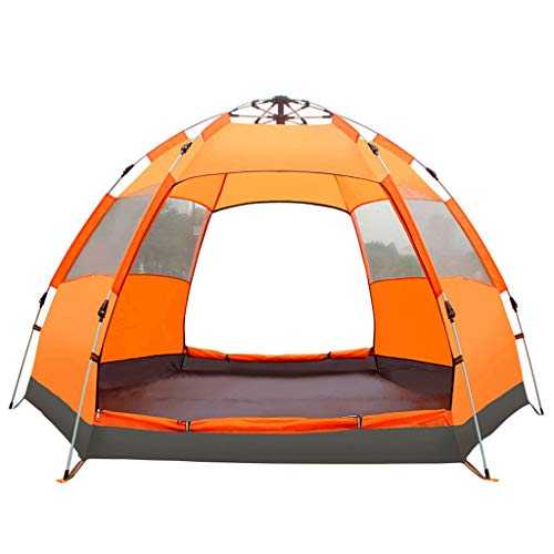 QIFFIY Tent 3-4/4-6 Person Hexagon Mongolian Yurt Tent Rainproof Anti-UV Breathable Double Layer Camping Tents for Outdoor Camping Yurt (Color : Orange, Size : 4-6 Person)