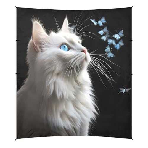 Camping Sun Shelters Beautiful Cat Staring at The Butterfly Beach Canopy 126 * 110.2in