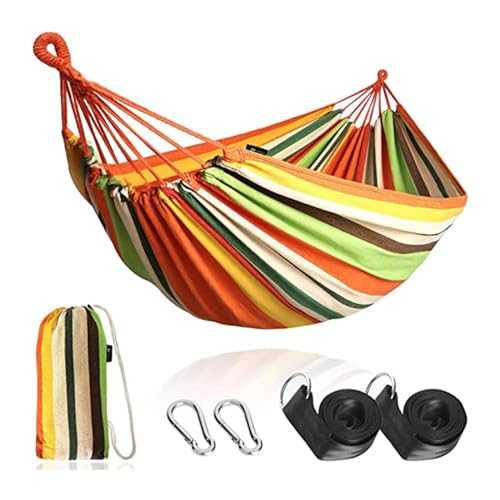 Camping Hammock Outdoor Camping Accessories Camping Double Hammock Portable 260 * 150cm Canvas Hanging Bed For Outdoor Garden Beach Furniture Swing Chair