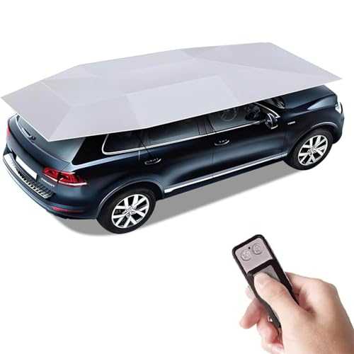 Movable Carport Car Tent Cover Canopy, Fully Automatic Folding Remote Control, Car Canopy Umbrella for Outdoor Tent, Fully-Automatic Summer Car Umbrella Cover, for Camping,4.2 * 2.3m-Grey