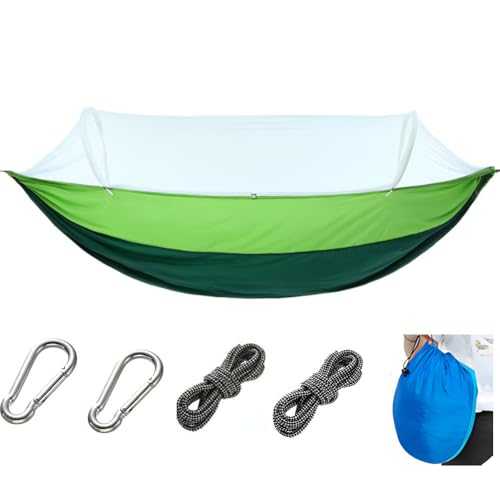 Housunzi Professional Camping Hammock Ultra Lightweight Durable Double Hammocks 210T Parachute Nylon With Tree Straps 660 Lbs Capacity Outdoor Garden Seat,Green A