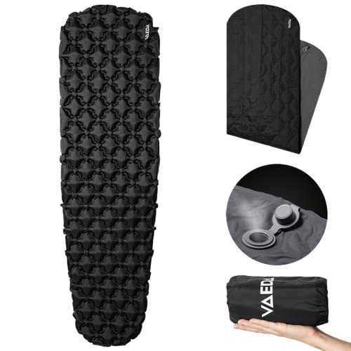 VAEDA Fast Inflating Sleeping Pad for Camping - Portable & Compact Camping Mat for Sleeping - Ultralight & Waterproof Backpacking Sleeping Mat for Hiking, Traveling & Outdoor Activities