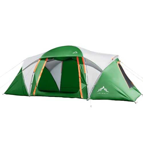 10 Person Family Tents for Camping Waterproof, Music Festival, Parties,2 Room Big Tent with 4 Large Mesh Windows, Double Layer, Easy Setup, Weather Resistant,18ft X 9ft X6.8ft