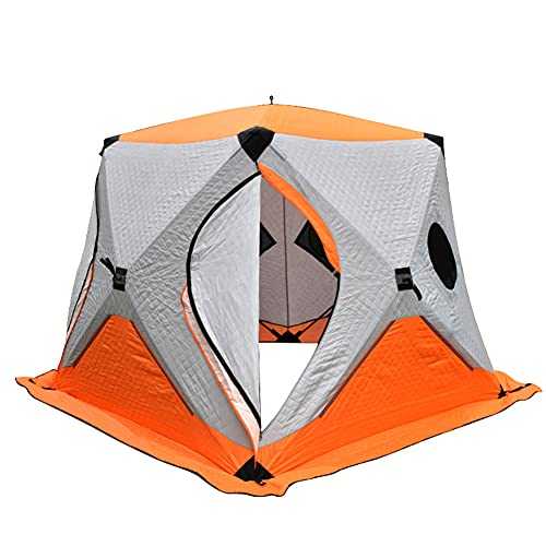 AASSDOO Ice Fishing Shelter Thicken Cotton Fishing Tent 3-4 Person Portable Ice Tent with Detachable Windows, Zippered Door & Carry Bag for Outdoor Camping