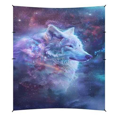 Camping Sun Shelters Purple Color Galaxy Wolf Beach Canopy 126 * 110.2in