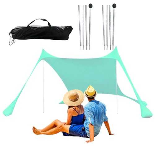 Portable Beach Tent - Sun Protection with UPF 50+, Beach Tent with Sun Protection, Canopy, Shade Canopy with 4 Sandbags for Camping, Family, 4-8 People