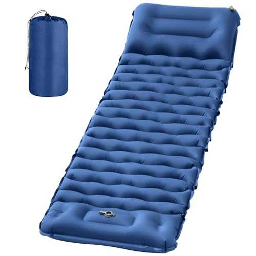 Sleeping Pad for Camping, 50D Inflatable Camping Mat with Pillow Built-in Foot Pump Sleeping Mat Waterproof Compact and Portable Camping Mattress for Backpacking Hiking Traveling Road Trip Tent