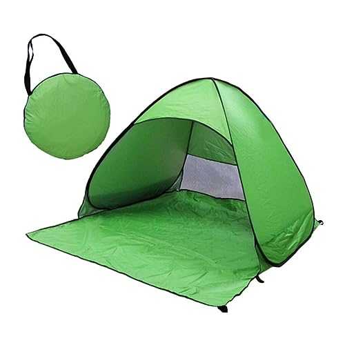 KITANDOVE Portable Automatic Up Beach Tent Folding Sun Shelter Canopy Lightweight Green UV Protection for Outdoor Relaxation and Family Enjoyment