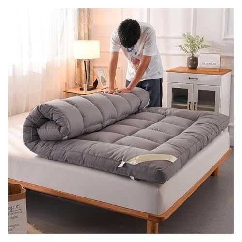 Thick Japanese Futon Mattress Breathable Foldable Mat Portable Roll Up Camping Mattress Non-Slip Floor Sleeping Pad(Gray,120 * 200cm)