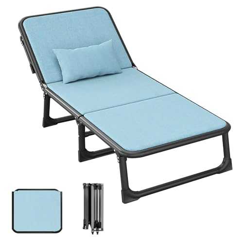 WXQZHF Folding bed Portable Camping Cot for Adults with Cushion Comfortable Folding Bed with Adjustable 6 Positions Single Person Foldable Bed Supports Up to 200kg Fold Up Bed for Beach Travel and