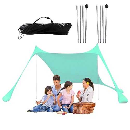 Camping Sun Shelter,UPF 50+ Protection Shade Beach Tent Sun Shelter Canopy | 4 Sandbags Shade Canopy for Camping, Family Vacation, 4-8 Persons Zorq