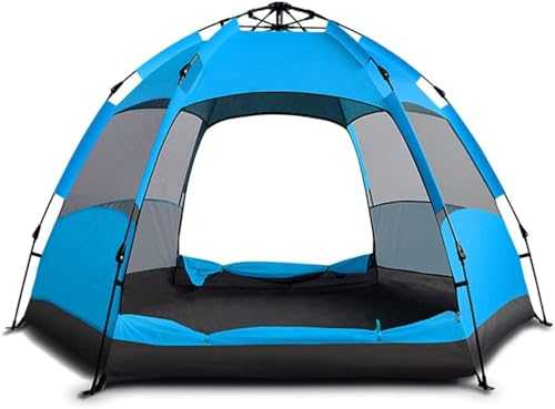 Blackout Hexagon Dome Camping Tent with Canopy Porch - Automatic Pop Up, Lightweight, Windproof & Waterproof - Portable Instant Family Tent for Outdoor, Garden, Hiking, Beach