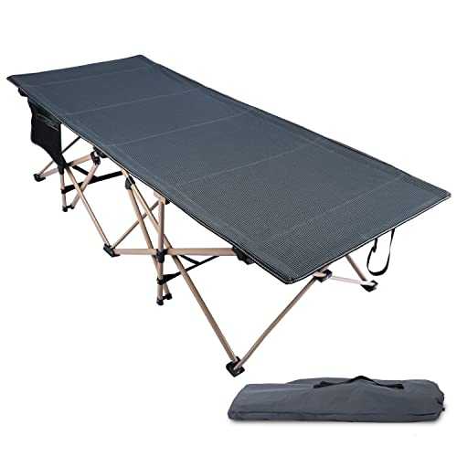 REDCAMP XXL Oversized Camp Bed for adults 500lbs, 33" Extra Wide Heavy Duty Sturdy Folding Camping Bed Portable, Stronge Thicker Tubes Sleeping Cot Outdoor Travel Office,Dark Gray