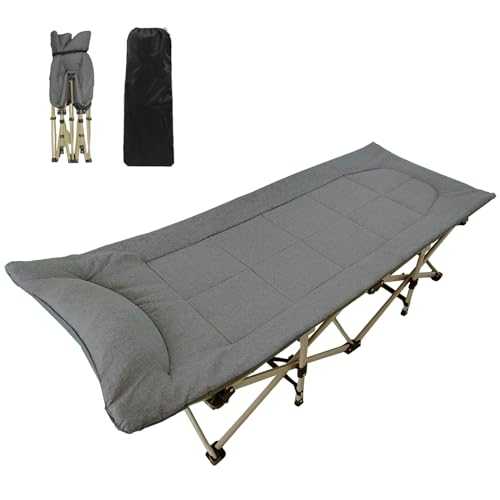 Folding Camping Beds for adults, Extra Wide Heavy Duty Sturdy Camp Bed Portable, Stronge Thicker Tubes Sleeping Cot Outdoor Travel Office, 190 x 68 x 42 cm (Grey)