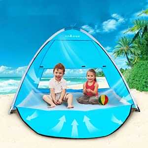 TIYASTUN Beach Tent Pop Up UV with Zipper Door Fold Up in Seconds, Beach Shade Tent Canopy for 1-3 person, UV Sun Protection Tent for Children for Camping Fishing Hiking