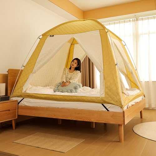 Bed Tent Twin Bed Canopy Full Size Privacy Insulation Tent with 3 Doors Sleeping Tents Thermal Thicken Blackout Bed Cover Winter Cold-proof Bed Tent