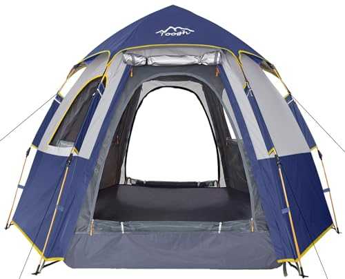 Toogh 3-4 Person Camping Tent Backpacking Tents Hexagon Waterproof Dome Automatic Pop-Up Outdoor Sports Tent