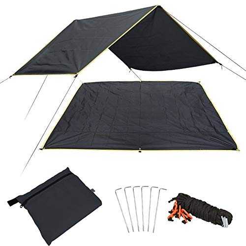 Tent Ultralight Multifunctional Waterproof Tent Tarp Footprint Ground Sheet Mat For Outdoor Camping Hiking Picnic(Schwarz)