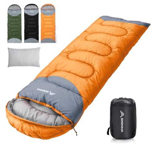 BISINNA 0 Degree Winter Sleeping Bags(480GSM) for Adults-Cold Weather Camping Sleeping Bag-Comfortable Warm Portable Sleeping Bags with Pillow Compression Sack for Backpacking Hiking Outdoor
