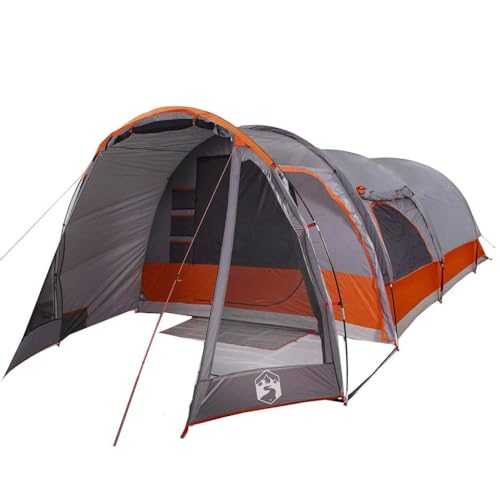 vidaXL Family Tent Tunnel 8-Person Grey - Waterproof & Wind Resistant, Easy Setup & Takedown, Electrical Cord Access
