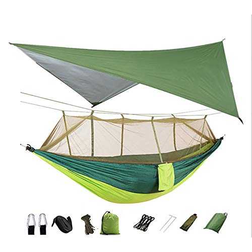 Portable Camping Hammock Tarp Rain Cover Outdoor Suspension Tent for Travel, Indoor, Backpacking, Beach (Green)